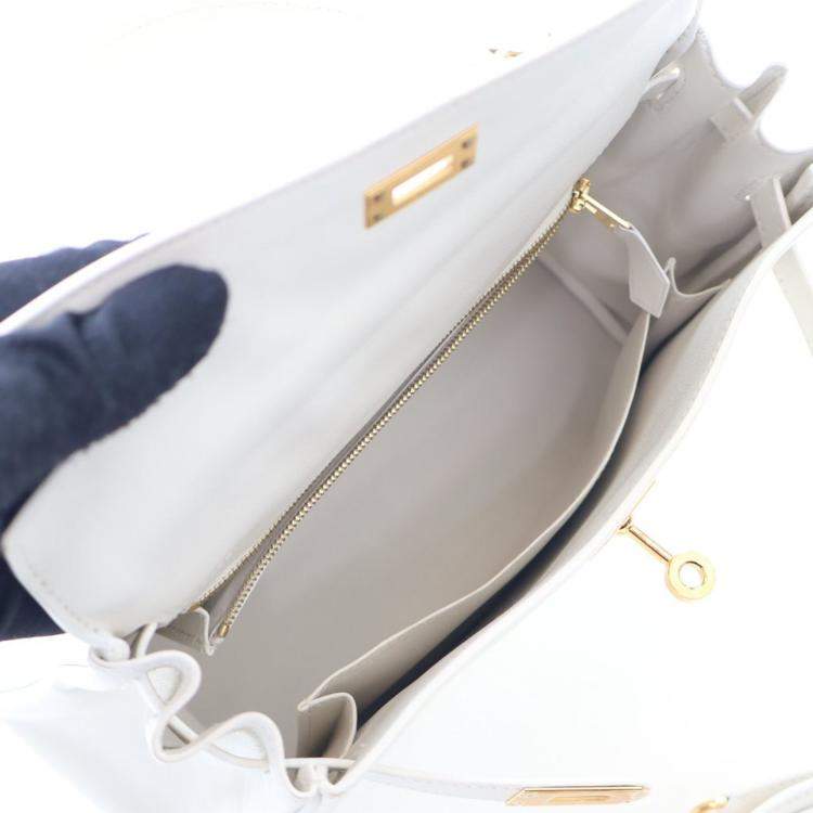Pre Owned Hermes  Kelly 25 White Swift Bag