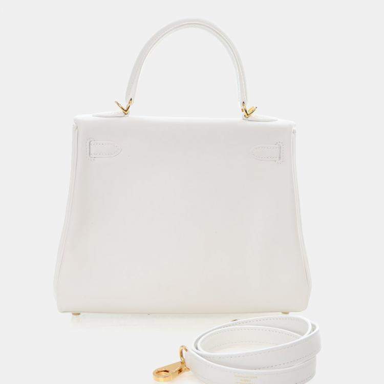 Pre Owned Hermes  Kelly 25 White Swift Bag