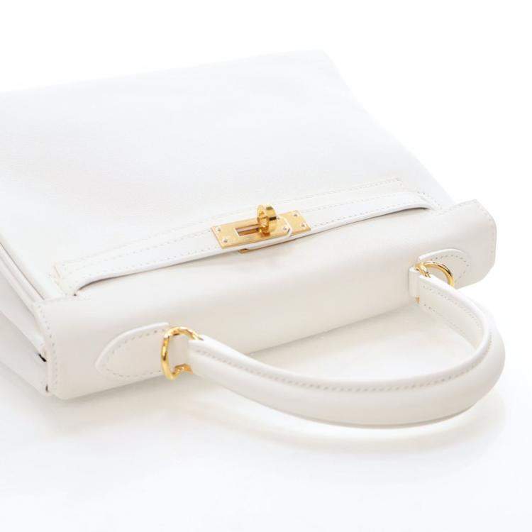 Pre Owned Hermes  Kelly 25 White Swift Bag
