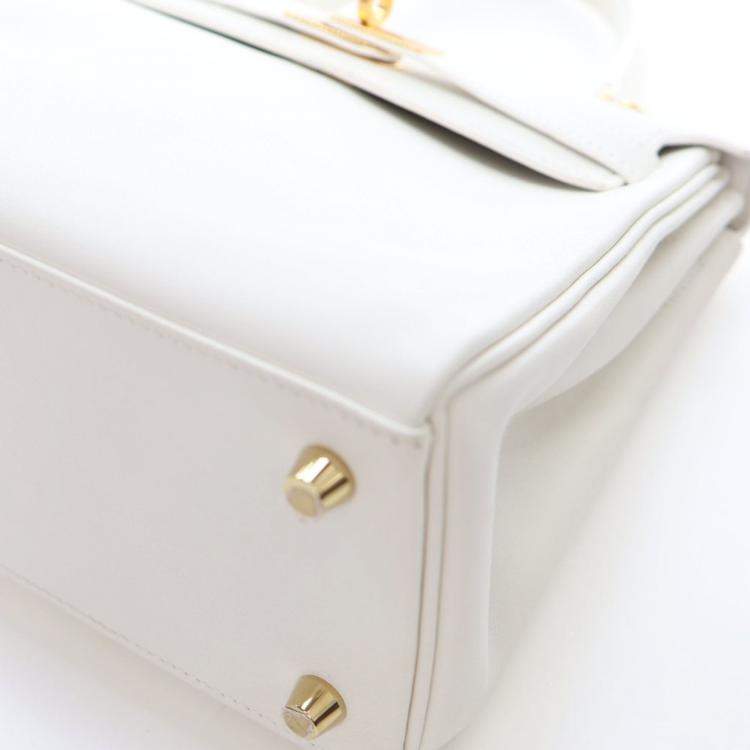 Pre Owned Hermes  Kelly 25 White Swift Bag