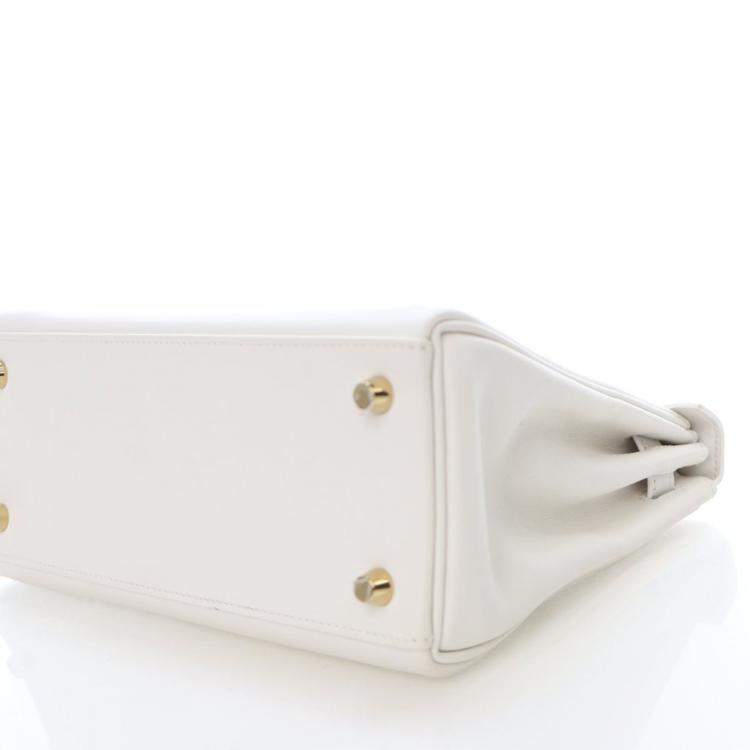 Pre Owned Hermes  Kelly 25 White Swift Bag