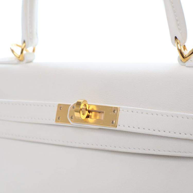 Pre Owned Hermes  Kelly 25 White Swift Bag