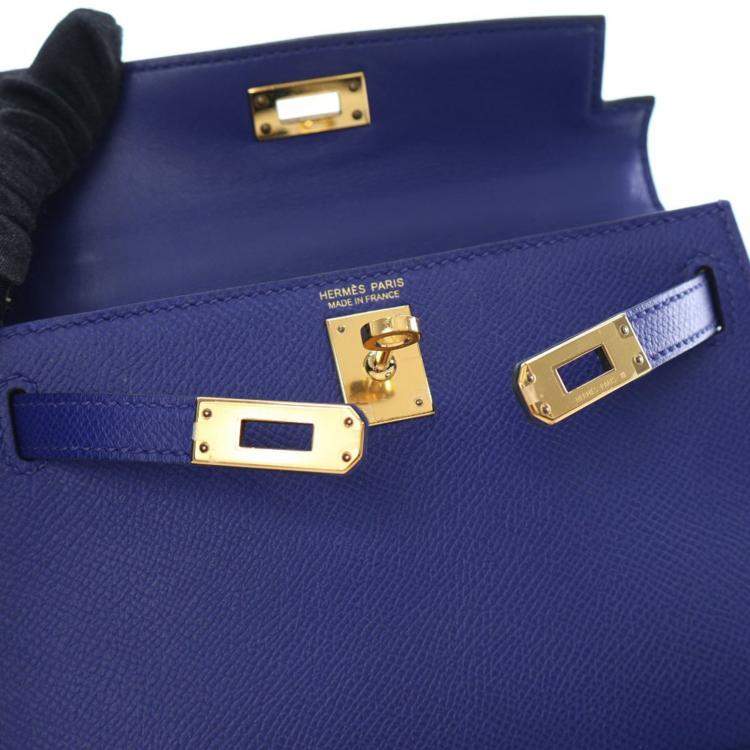 مملوكة مسبقًا Hermes Bleu Electric Epsom Mini Kelly 20