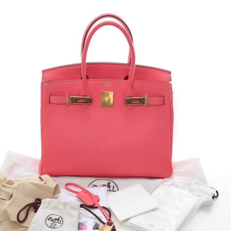 Pre Owned Hermes Rose Lipstick Togo Birkin 30