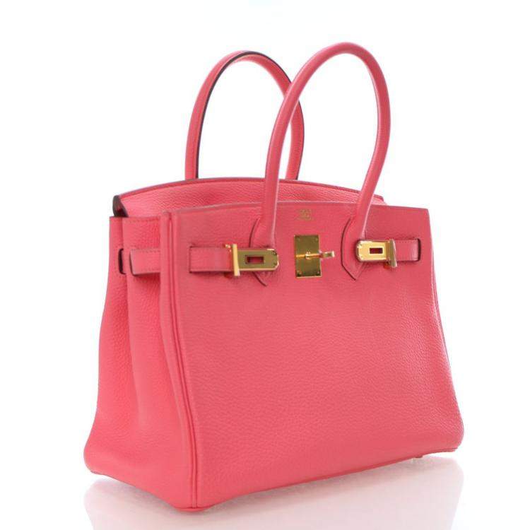 Pre Owned Hermes Rose Lipstick Togo Birkin 30