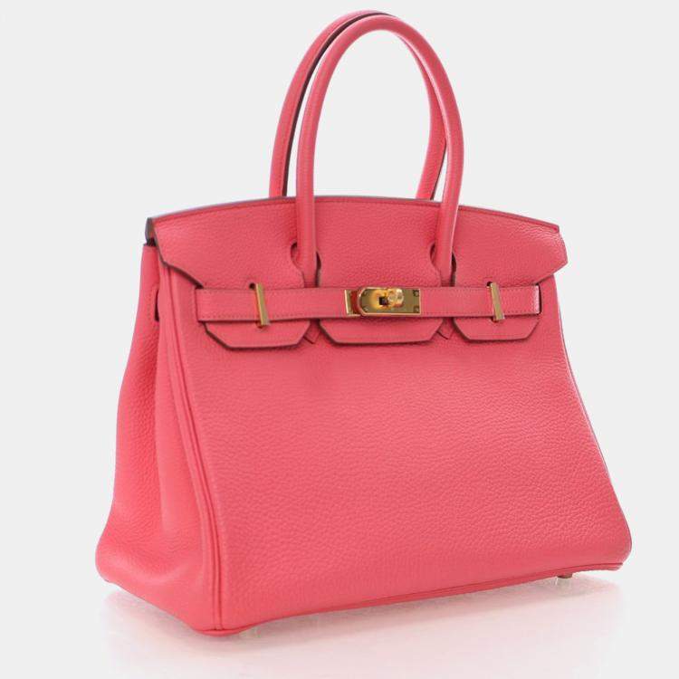 Pre Owned Hermes Rose Lipstick Togo Birkin 30
