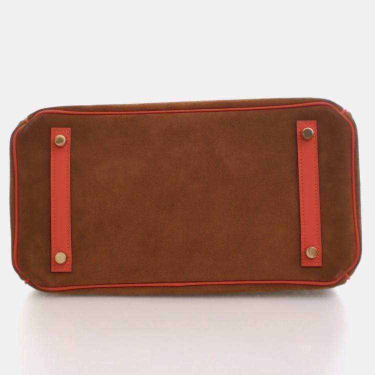 Pre Owned Hermes Grizzly Birkin 30 Chamois Suede Bag 