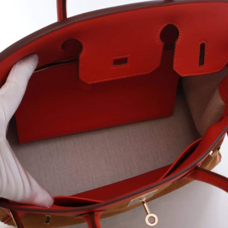 Pre Owned Hermes Grizzly Birkin 30 Chamois Suede Bag 