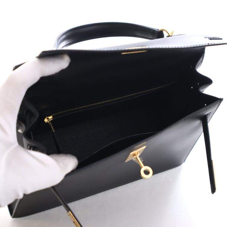 مملوكة مسبقًا Hermes Black Sombrero Sellier Kelly 25
