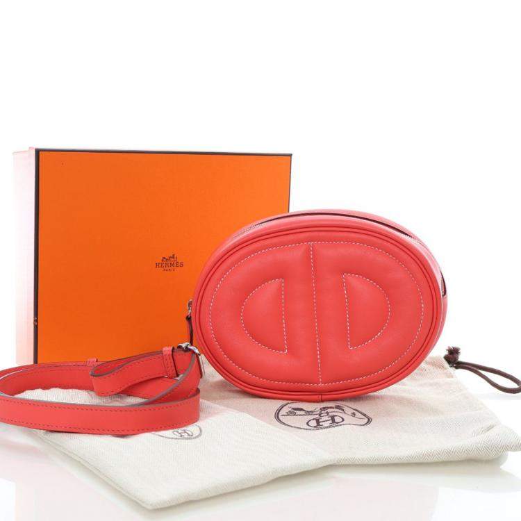 Pre Owned Hermes Rose Texas Verso Swift In The Loop Belt Bag