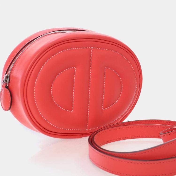 Pre Owned Hermes Rose Texas Verso Swift In The Loop Belt Bag