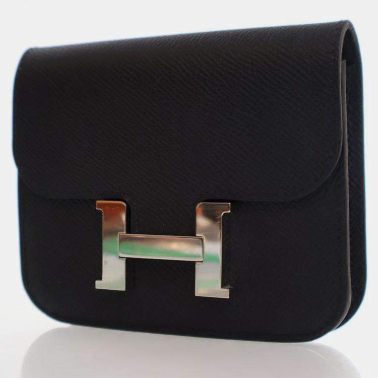 Pre Owned Hermes Noir Epsom Constance Slim Wallet