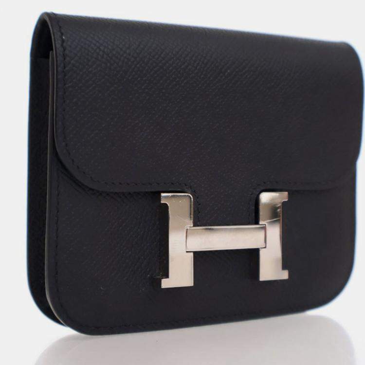 Pre Owned Hermes Noir Epsom Constance Slim Wallet