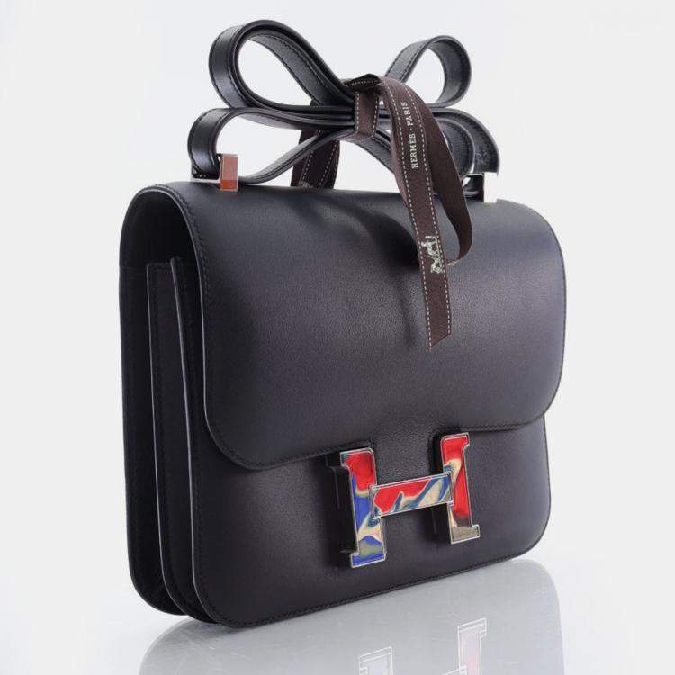 Pre Owned Hermes Noir Swift Marble Constance 24