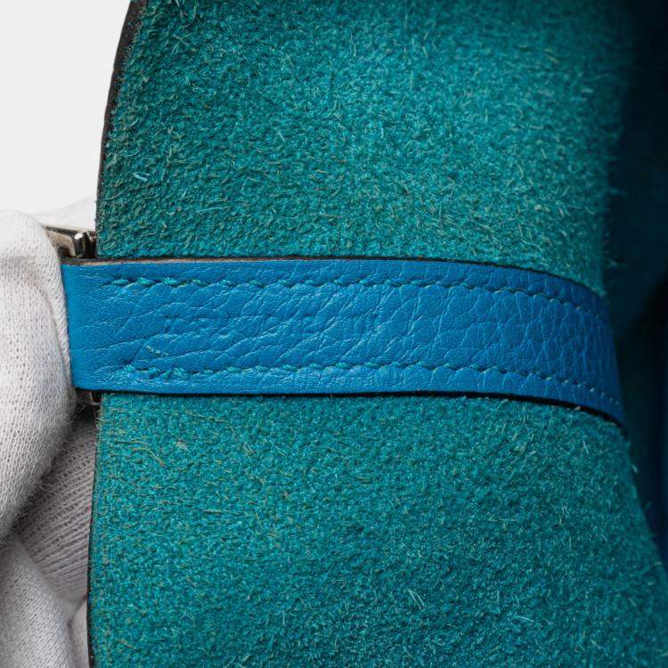 Pre Owned Hermes Picotin Lock 18 Bleu Izmir Clemence Bag