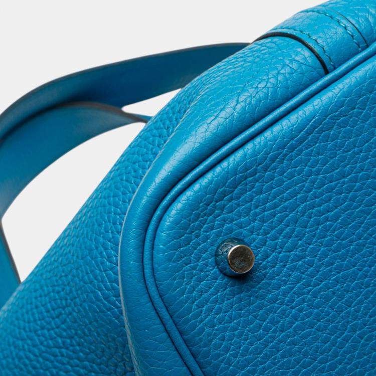 Pre Owned Hermes Picotin Lock 18 Bleu Izmir Clemence Bag