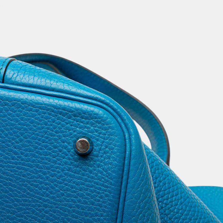 Pre Owned Hermes Picotin Lock 18 Bleu Izmir Clemence Bag