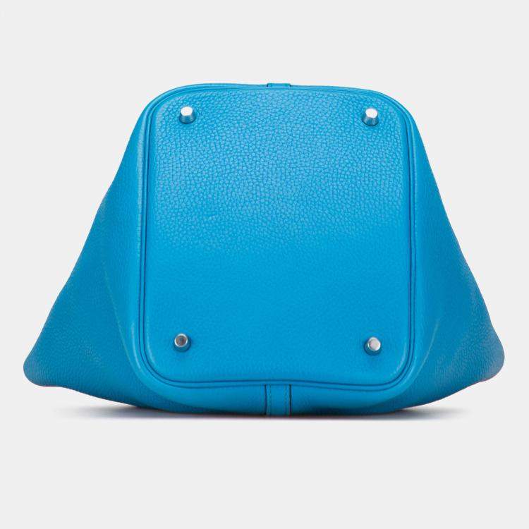 Pre Owned Hermes Picotin Lock 18 Bleu Izmir Clemence Bag