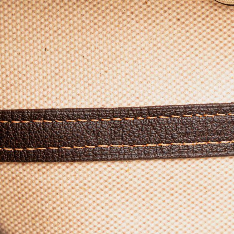 Pre Owned Hermes Garden File 37 Brown Toile and Buffalo Leather Bag 