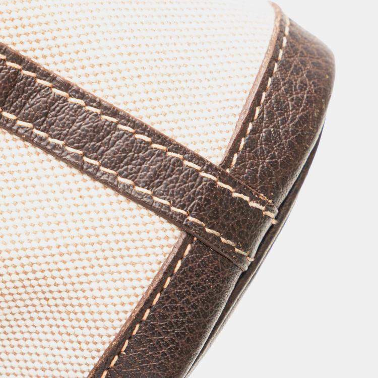 Pre Owned Hermes Garden File 37 Brown Toile and Buffalo Leather Bag 