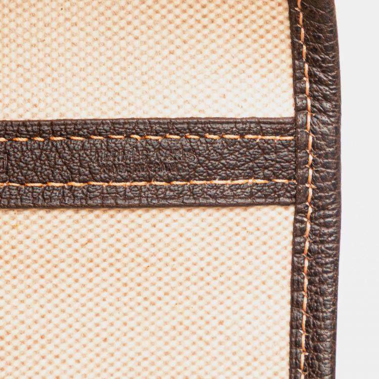 Pre Owned Hermes Garden File 37 Brown Toile and Buffalo Leather Bag 