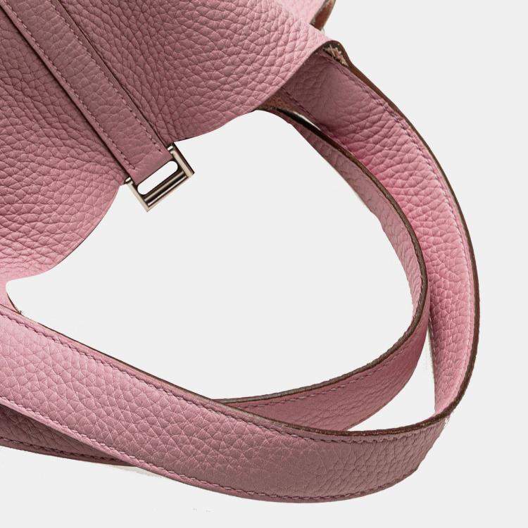 Pre Owned Hermes Picotin Lock 22 Pink Clemence Bag