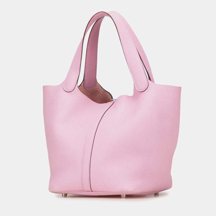 Pre Owned Hermes Picotin Lock 22 Pink Clemence Bag