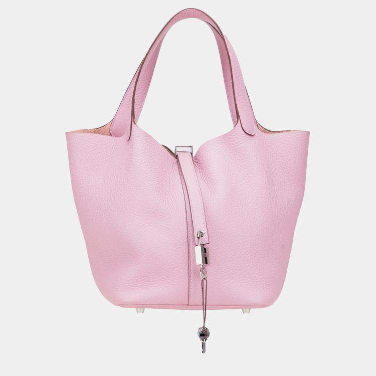 Pre Owned Hermes Picotin Lock 22 Pink Clemence Bag