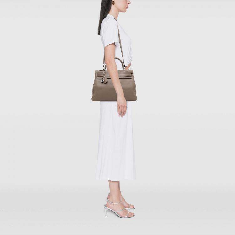 Pre Owned Hermes Kelly II Retourne 35 Etoupe Swift Bag