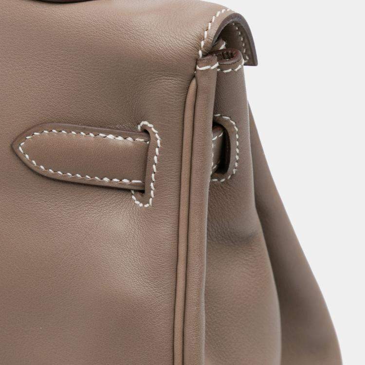 Pre Owned Hermes Kelly II Retourne 35 Etoupe Swift Bag