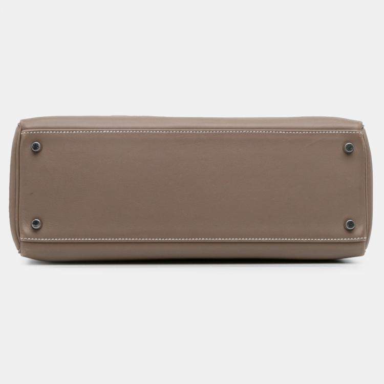 Pre Owned Hermes Kelly II Retourne 35 Etoupe Swift Bag