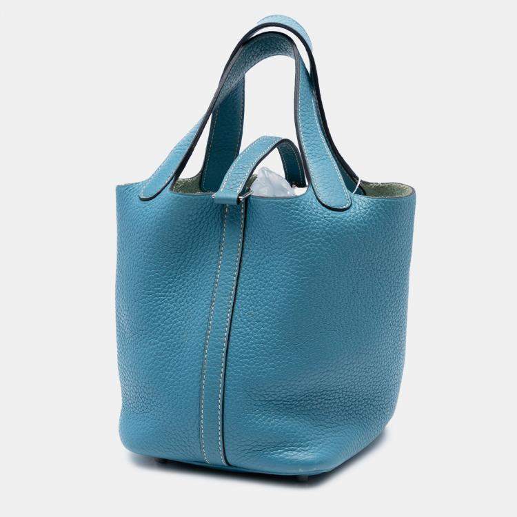 Pre Owned Hermes Blue Jean Clemence Picotin Lock 18