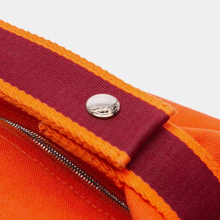 Pre Owned Hermes Orange Red Small Toile Bride A Brac Case