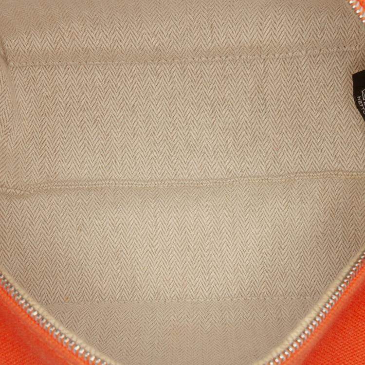 Pre Owned Hermes Orange Red Small Toile Bride A Brac Case