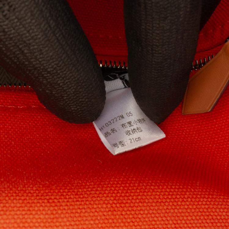 Pre Owned Hermes Orange Red Small Toile Bride A Brac Case