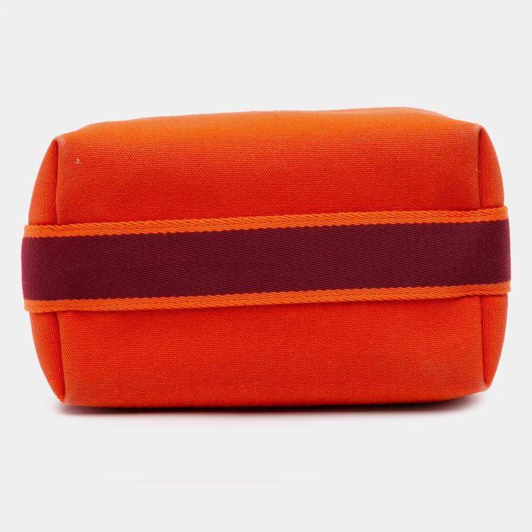 Pre Owned Hermes Orange Red Small Toile Bride A Brac Case