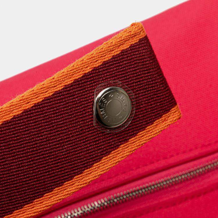 Pre Owned Hermes Pink Large Toile Bride A Brac Case