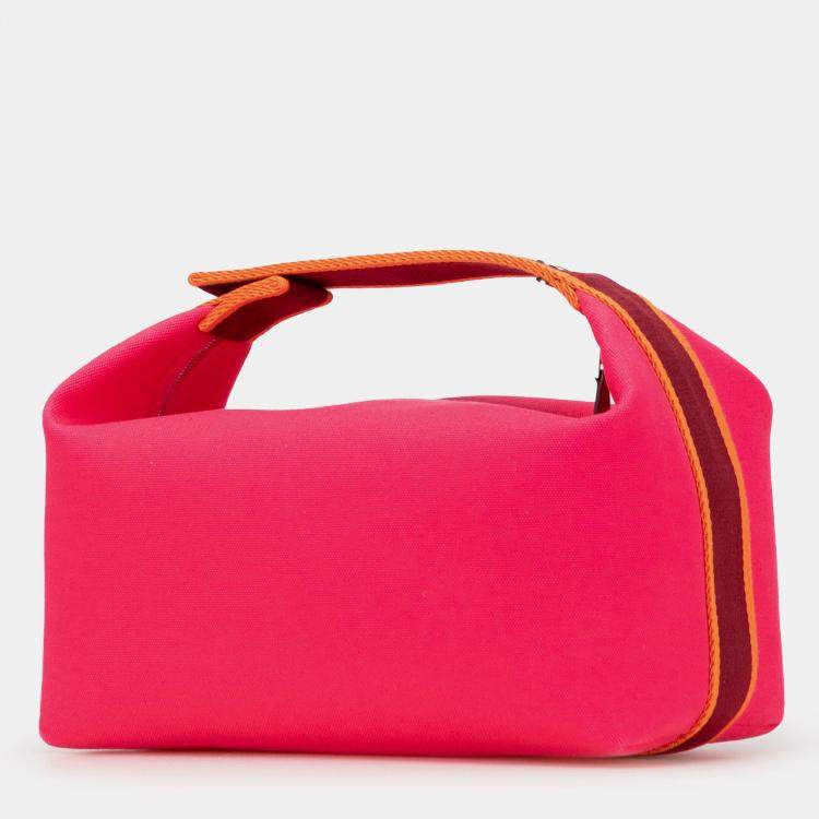Pre Owned Hermes Pink Large Toile Bride A Brac Case