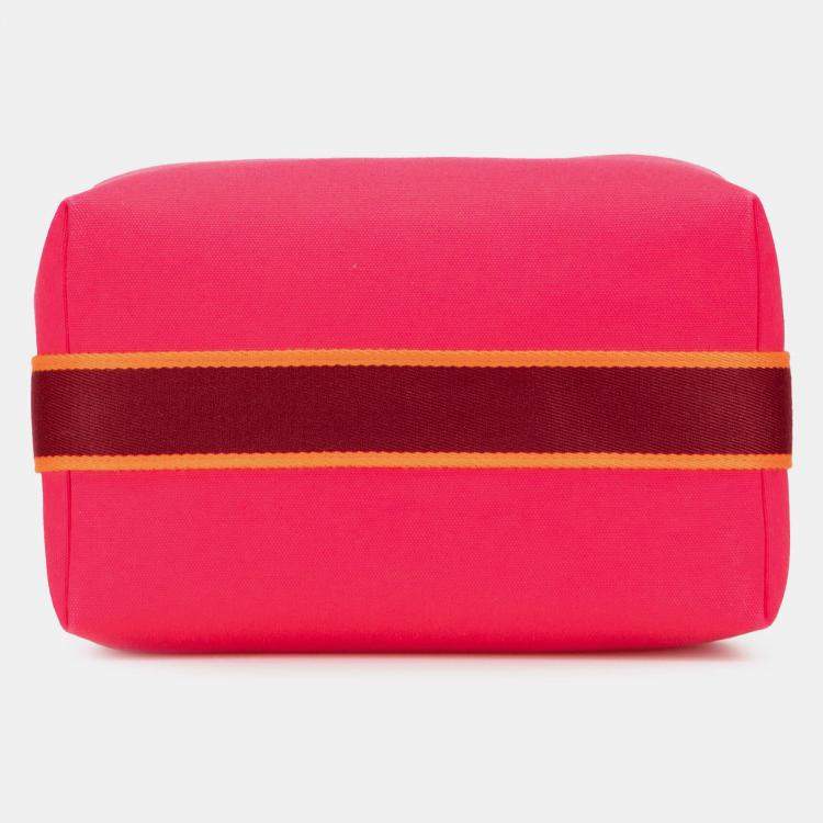 Pre Owned Hermes Pink Large Toile Bride A Brac Case