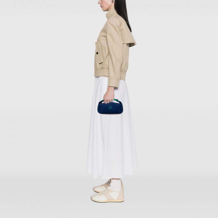 Pre Owned Hermes Blue Green Small Toile Bride A Brac Case