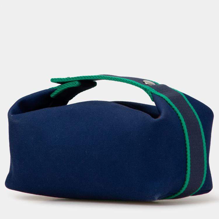 Pre Owned Hermes Blue Green Small Toile Bride A Brac Case