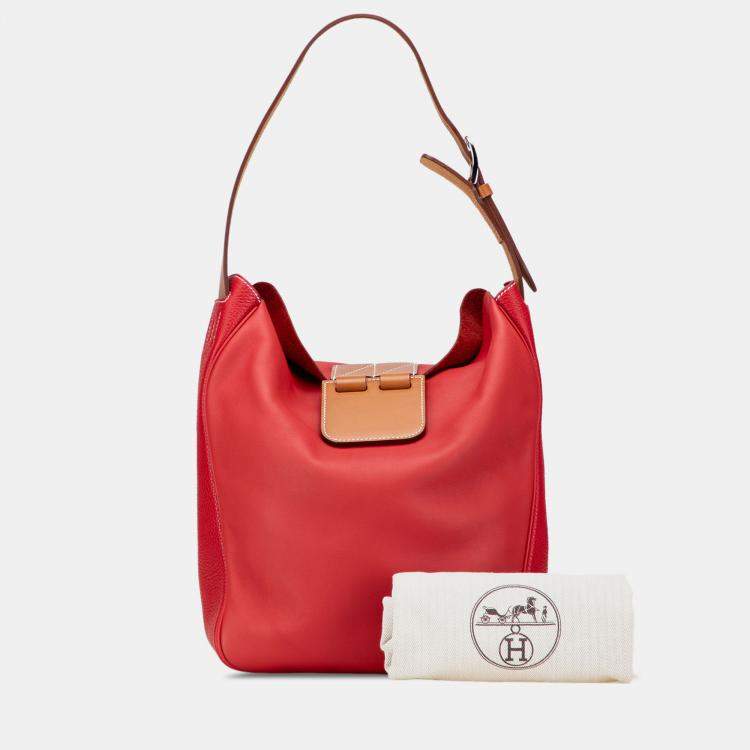 Pre Owned Hermes Red Taurillon Clemence and Swift Virevolte 24