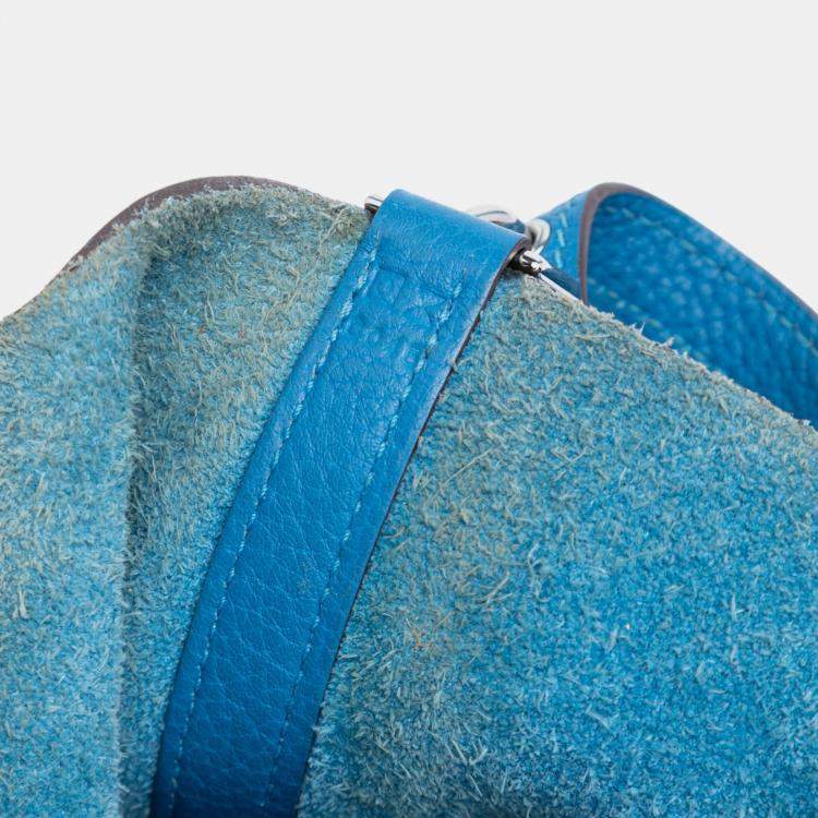 Pre Owned Hermes Blue Mykonos Clemence Picotin Lock 18