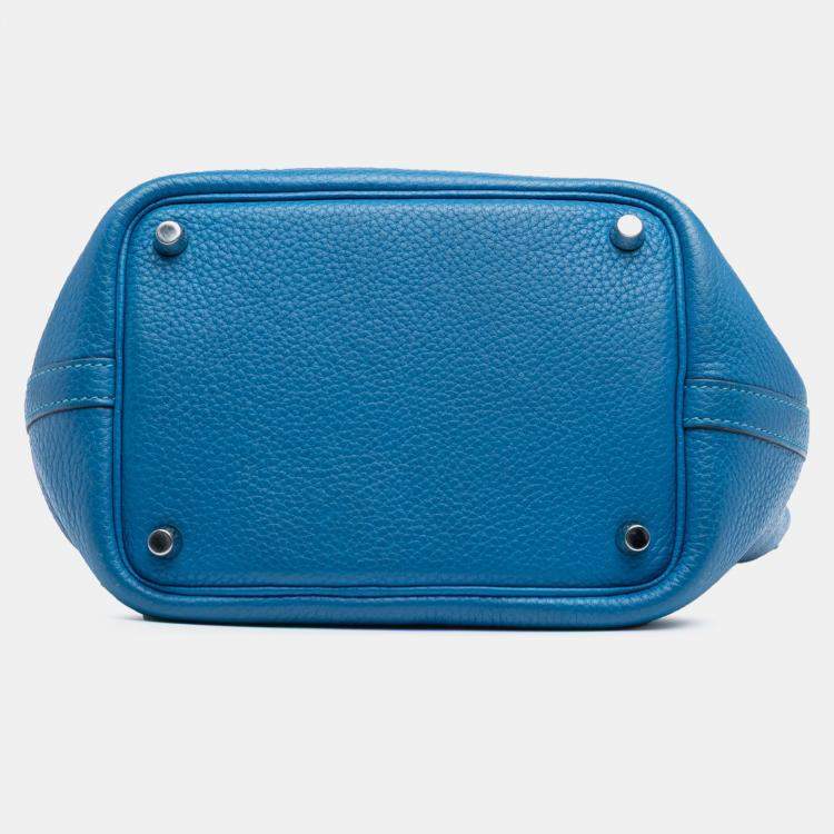 Pre Owned Hermes Blue Mykonos Clemence Picotin Lock 18