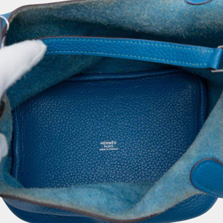 Pre Owned Hermes Blue Mykonos Clemence Picotin Lock 18