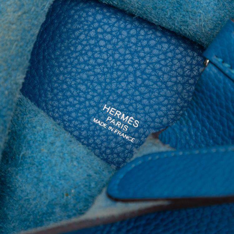 Pre Owned Hermes Blue Mykonos Clemence Picotin Lock 18