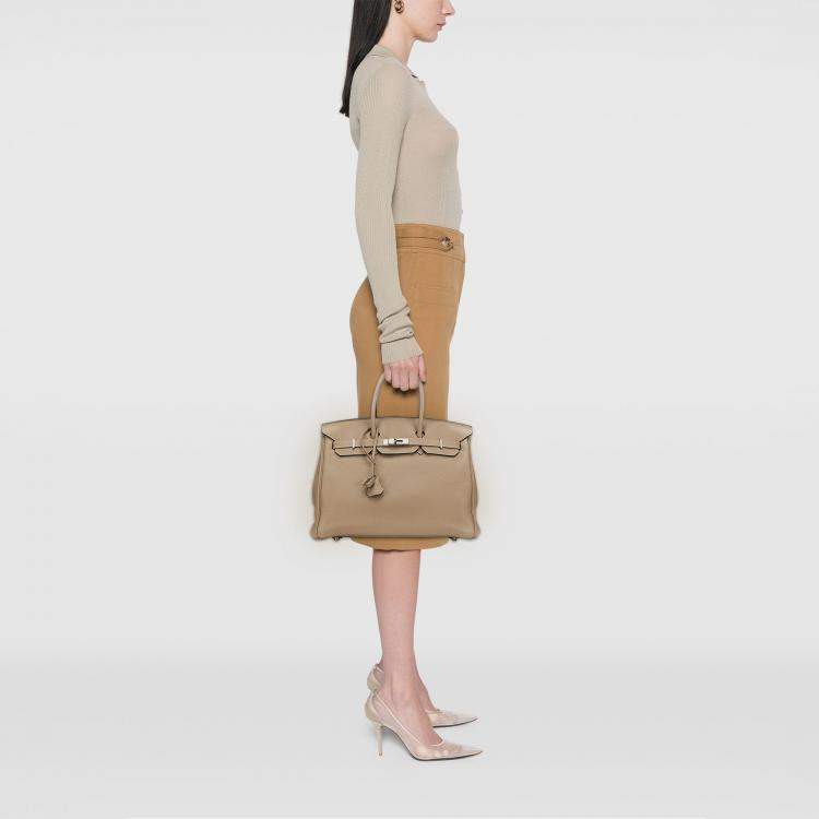 Pre Owned Hermes Gris Tourterelle Togo Birkin Retourne 35