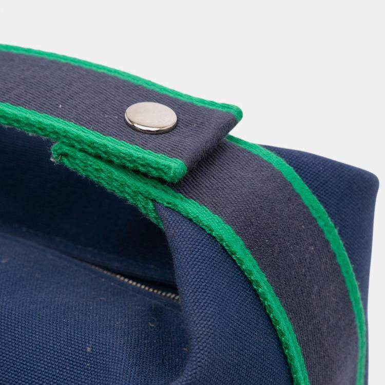 Pre Owned Hermes Blue/Green Small Toile Bride-A-Brac Case