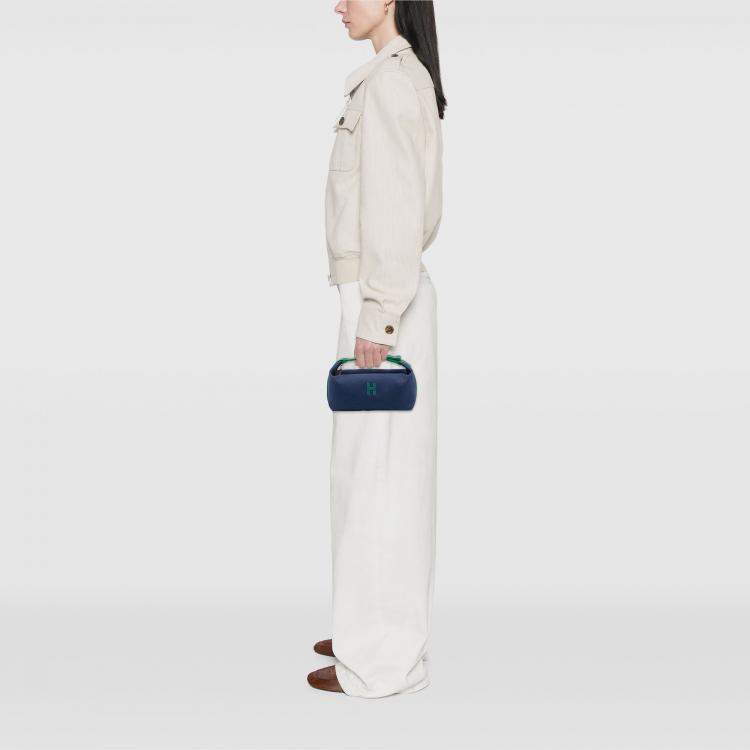 Pre Owned Hermes Blue/Green Small Toile Bride-A-Brac Case