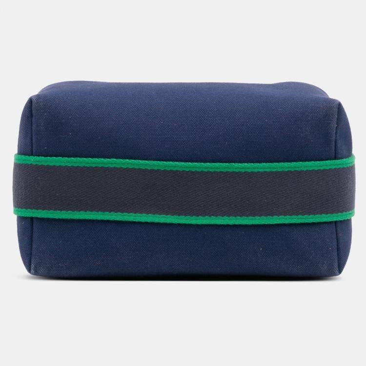 Pre Owned Hermes Blue/Green Small Toile Bride-A-Brac Case